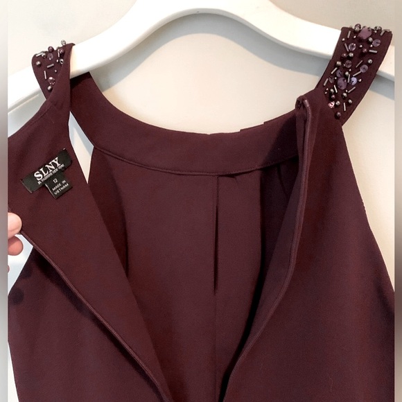 SLNY size 12 beaded halter neck sheath dress - Picture 16 of 16
